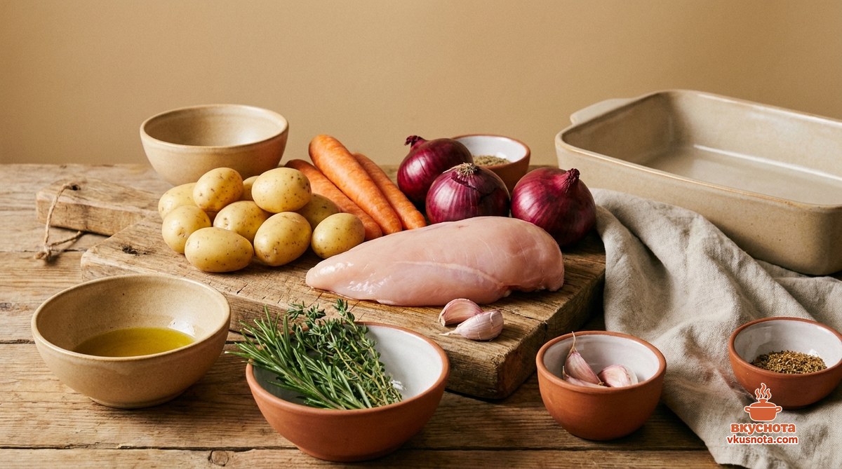 Ингредиенты для пп ужин из куриной грудки в духовке