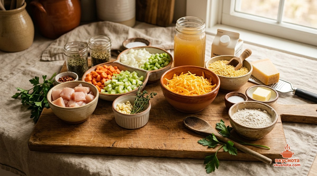 Ингредиенты для сырный суп с курицей