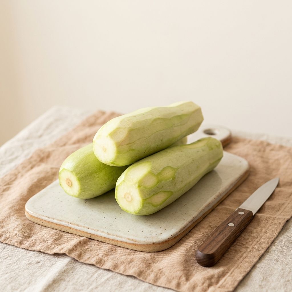 Кабачки на разделочной доске, рядом нож