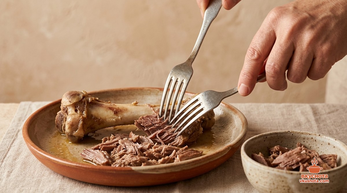 Говядина отделена от костей и нарезана порционными кусочками