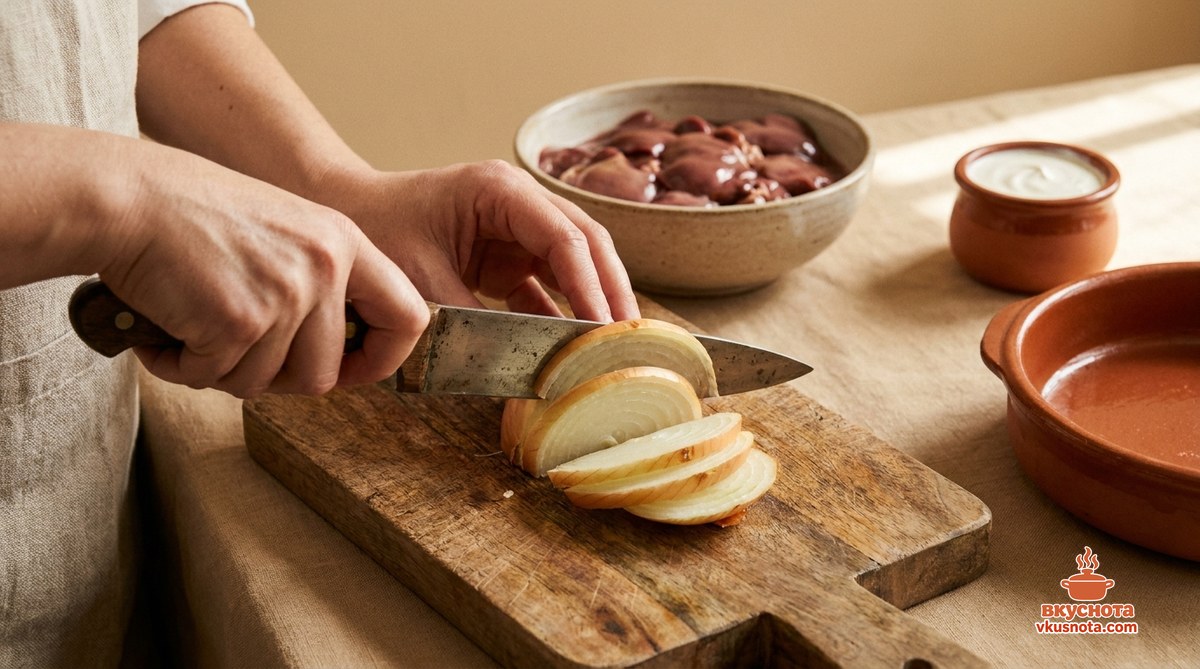 Лук репчатый, нарезанный полукольцами