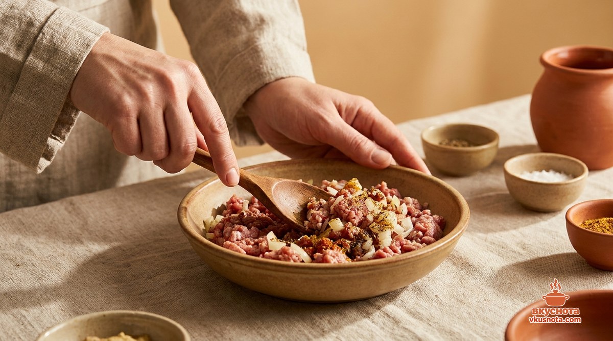Картофельные зразы с фаршем — телятина, нарезанная кусочками