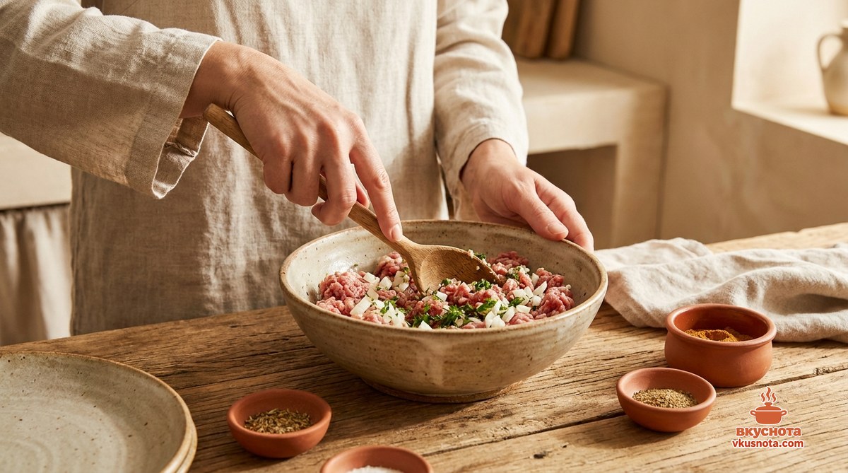 Картофельные зразы с фаршем — мясо измельчается в блендере